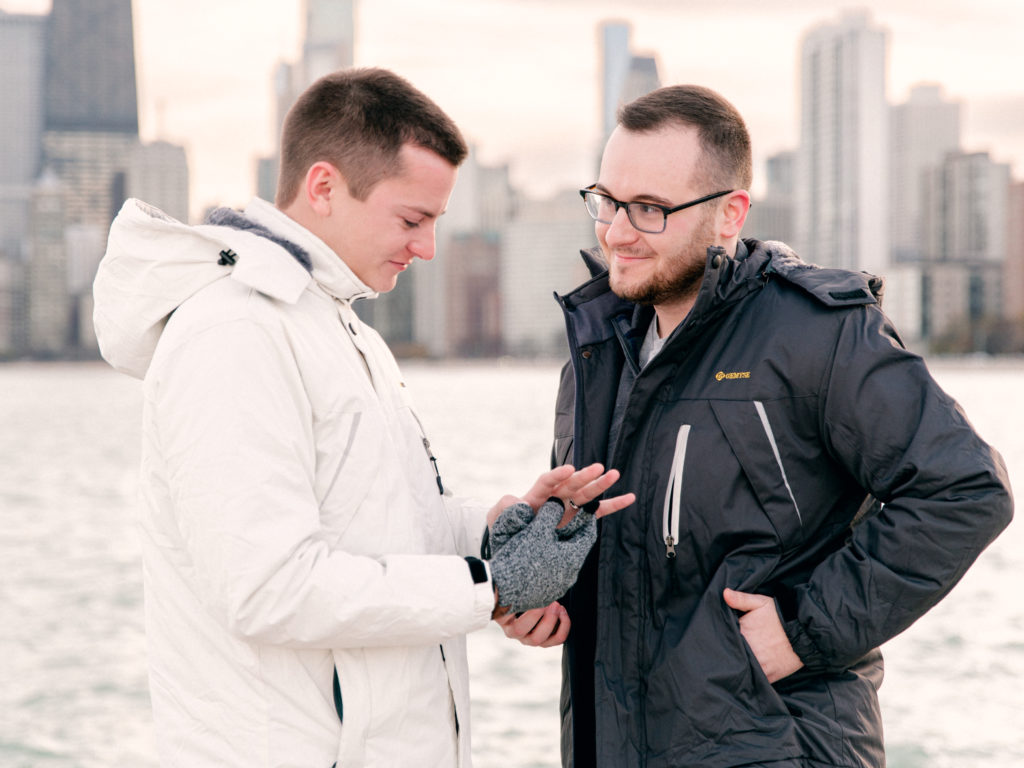 Surprise proposal at north avenue beach