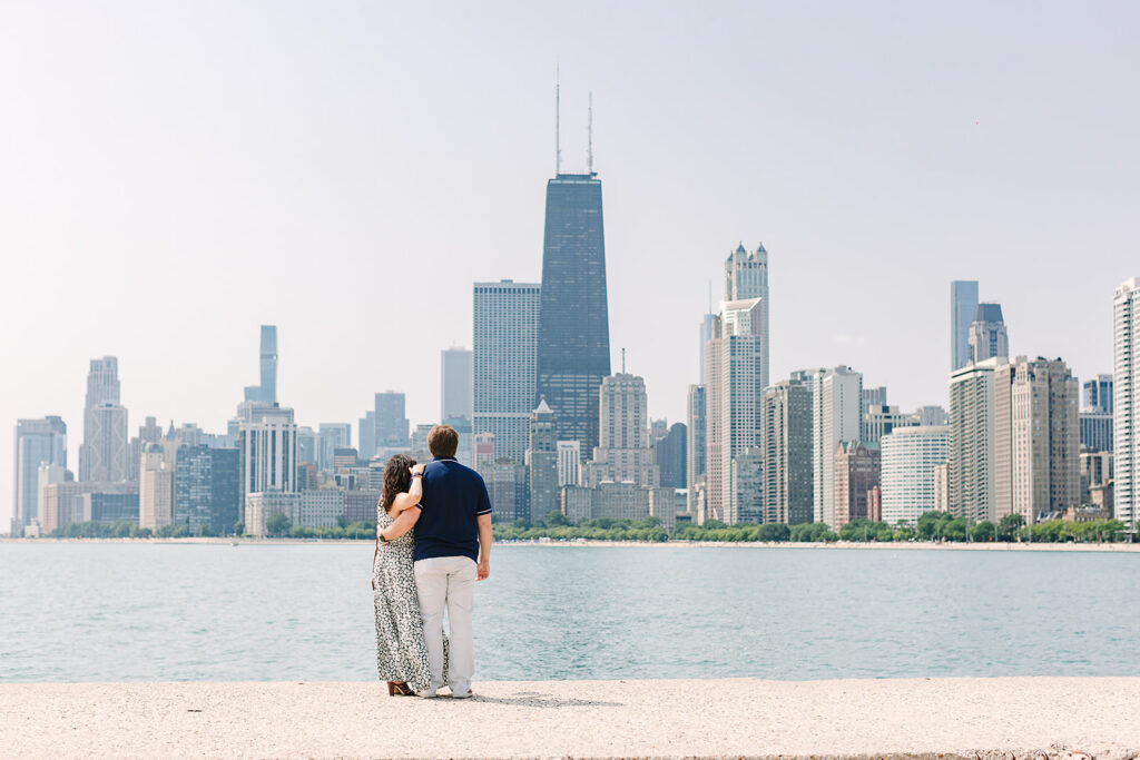 Engagement portraits after a surprise proposal in Chicago