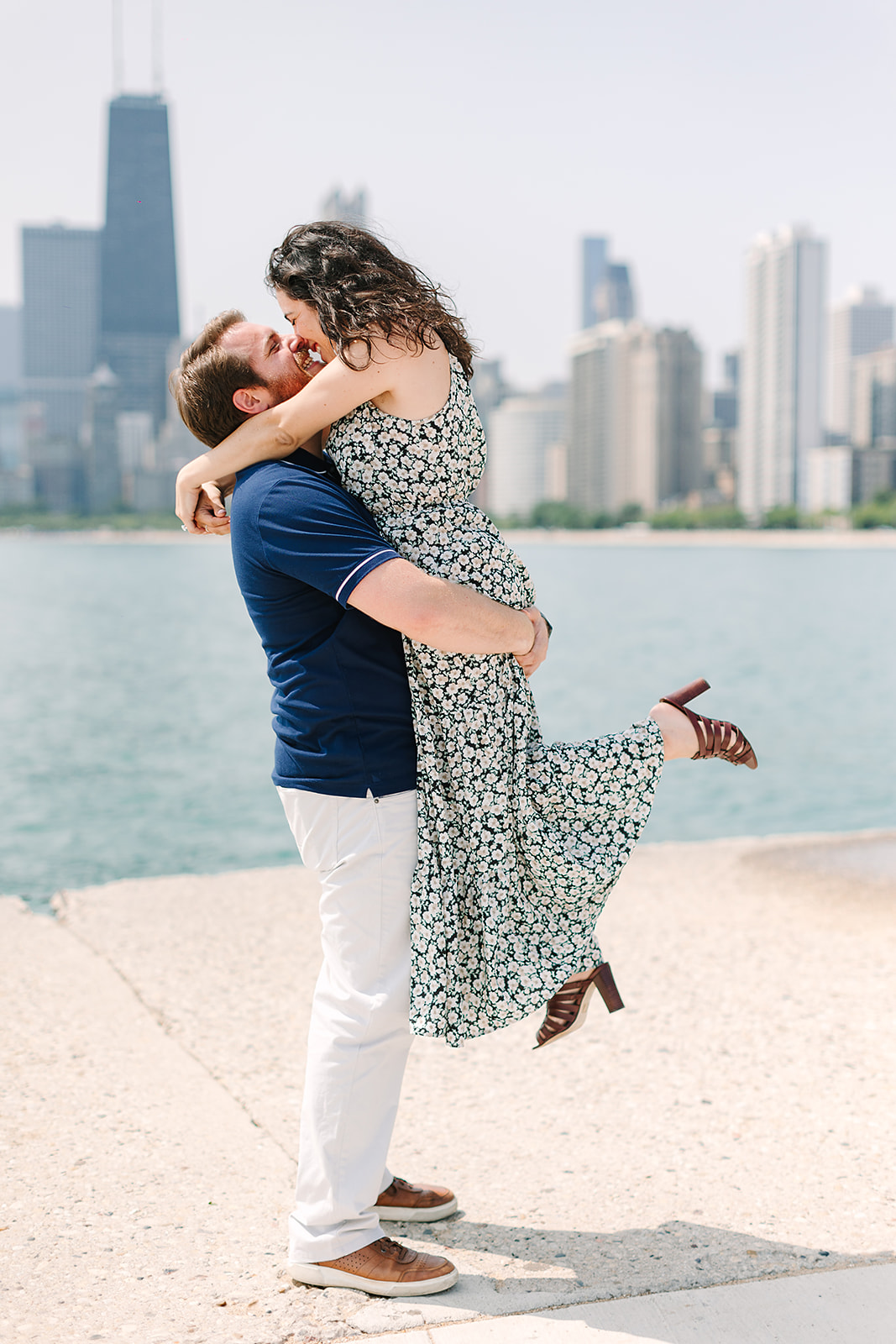 Engagement portraits in Chicago after a surprise proposal