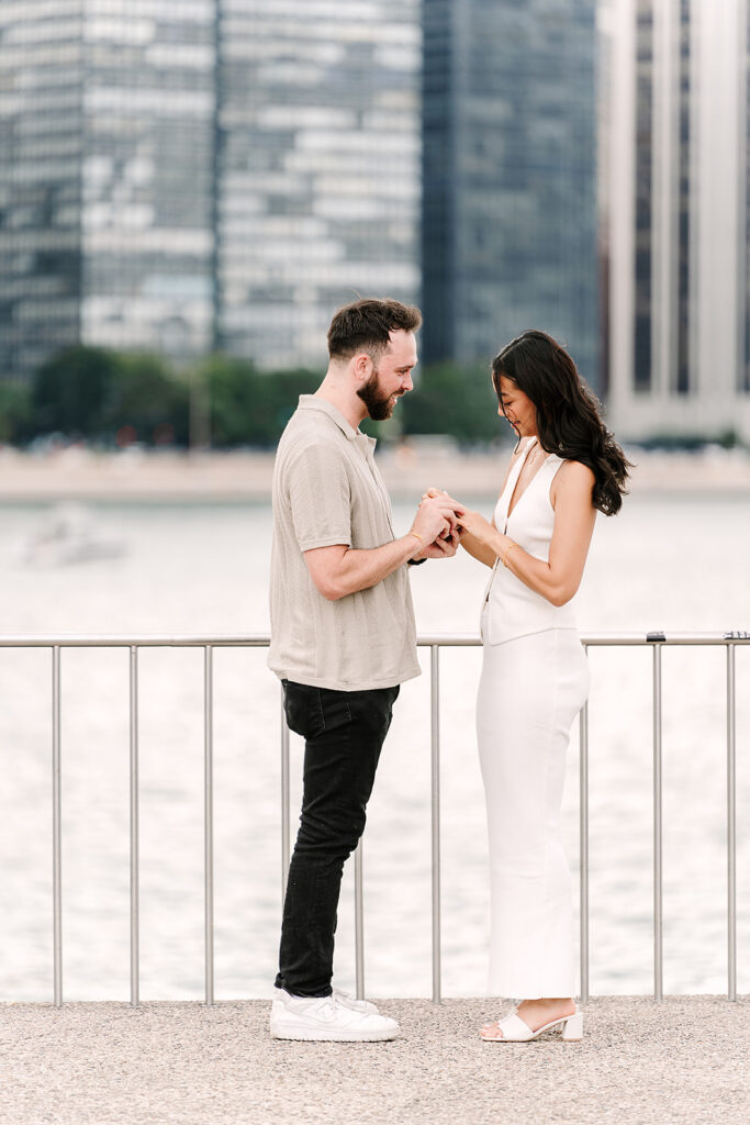 Couple's first moments as an engaged pair at Milton Lee Olive Park